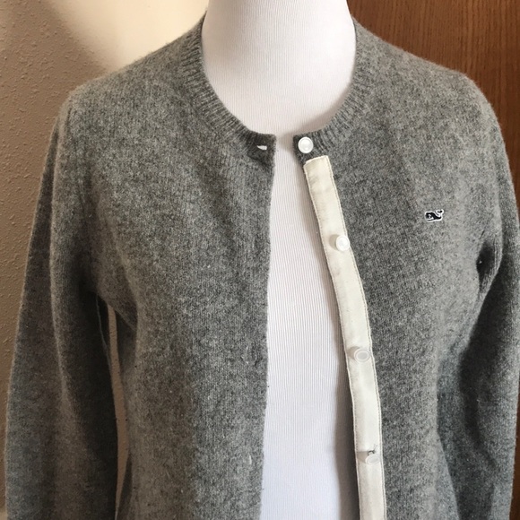 Vineyard Vines Grey Lambswool Cardigan Size XXS - Picture 2 of 5